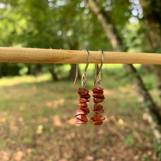 Boucles d'oreilles Jaspe rouge