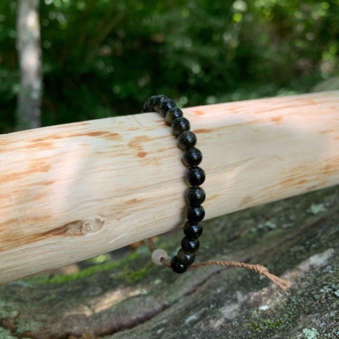 Bracelet Obsidienne dorée