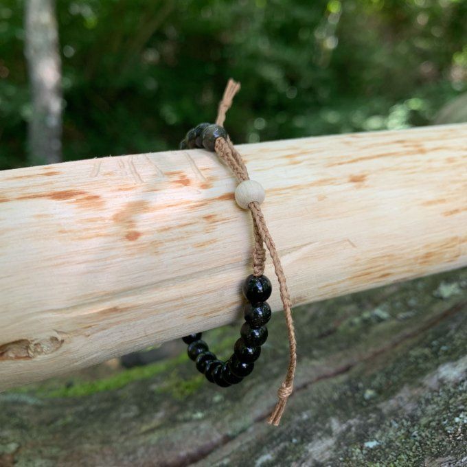 Bracelet Obsidienne dorée