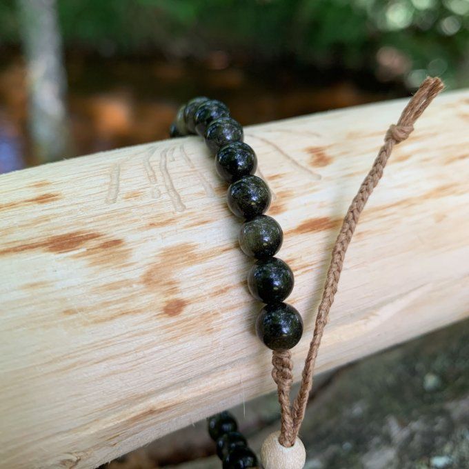 Bracelet Obsidienne dorée
