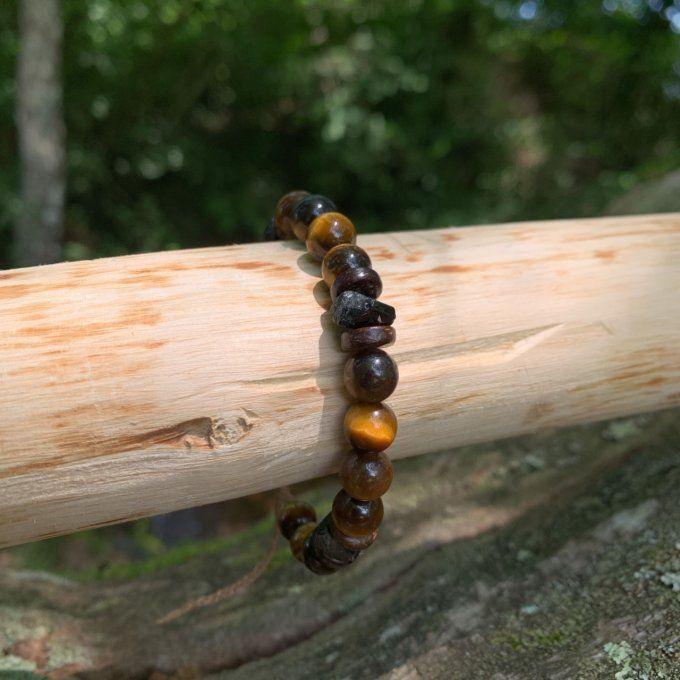 Bracelet Œil de tigre et Tourmaline noire