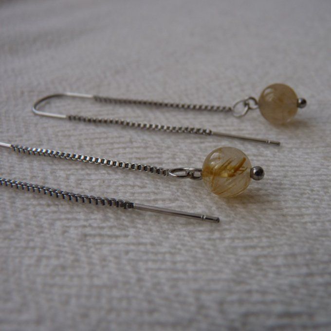 Boucles d'oreilles Quartz Rutile